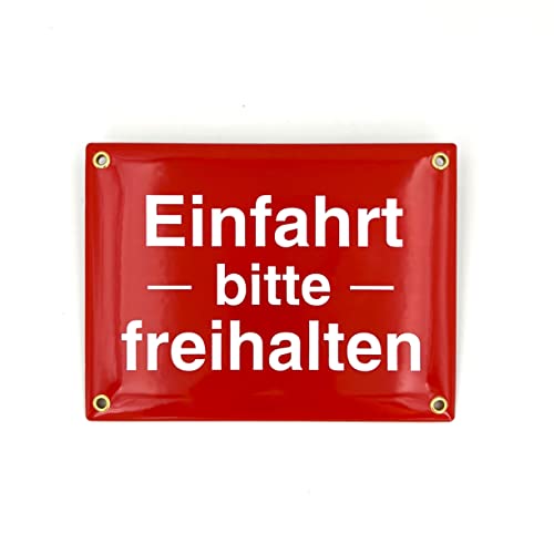 Sosenco Einfahrt bitte freihalten Schild – 15x20 cm – Keramik Emaille – Wetterfest – Blechschild – Emailschild – Parken verboten (Rot) von Sosenco