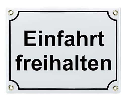 Sosenco Einfahrt freihalten Schild – 15x20 cm – Keramik Emaille – Wetterfest – Blechschild – Emailschild – Parken verboten (Weiss) von Sosenco