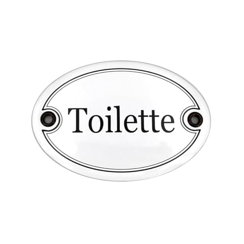 Sosenco Emaille Türschild TOILETTE oval 7x10 cm Schild Emailschild Vintage Metallschild - Blechschild - WC schild - Deko Retro Wandschild (Weiß) von Sosenco