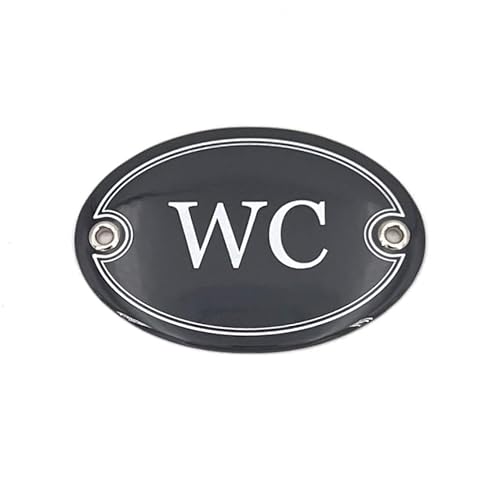 Sosenco Emaille Türschild WC oval 7x10 cm Schild Emailschild Vintage Metallschild - Blechschild - Toilette Schild - Deko Retro Wandschild (Dunkelgrau) von Sosenco