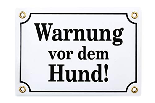 Warnung vor dem Hund Schild – 12x17 cm - Keramik Emaille - Wetterfest – Hundewarnschild – Vorsicht Hund Schild – Emailleschild – Emailschild von Sosenco