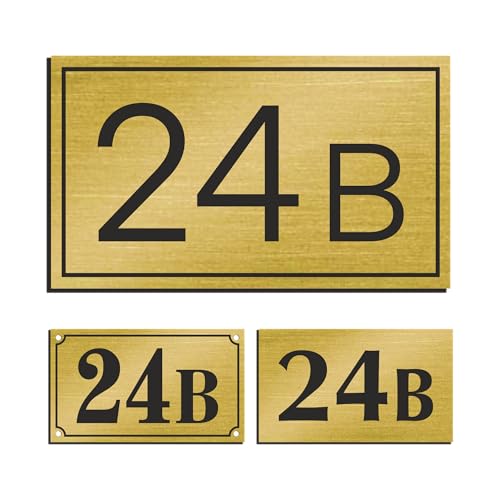 Sosenco Hausnummer 11x19 cm mit Wunschtext – Personalisiert mit Nummer - Wetterfest Addressschild mit Gravur - Größe, Grafik- und Montageoptionen zur Auswahl (Golden) von Sosenco
