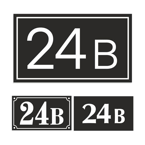 Sosenco Hausnummer 11x19 cm mit Wunschtext – Personalisiert mit Nummer - Wetterfest Addressschild mit Gravur - Größe, Grafik- und Montageoptionen zur Auswahl (Schwarz) von Sosenco