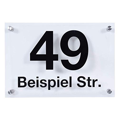Sosenco Personalisiert Hausnummer aus Plexiglasscheibe – Hausnummerschild Plexiglas – Hausnummern Wetterfest Schilder - Acryl Transparent von Sosenco