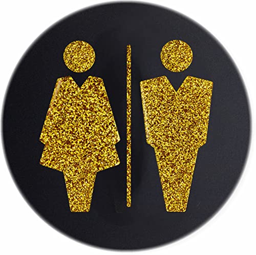 Sosenco WC Schild aus Plexiglasscheibe – Toiletten Türschild Plexiglas – WC Türdeko – Toilettenschild – WC Wegweiser - Gold von Sosenco