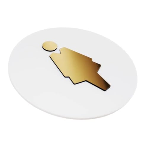 Sosenco WC für Damen Schild aus Acryl und Laminate – Toiletten Türschild Kunststoffplatten – WC Türdeko – Damentoiletteschild – WC Wegweiser (Weiß/Gold) von Sosenco