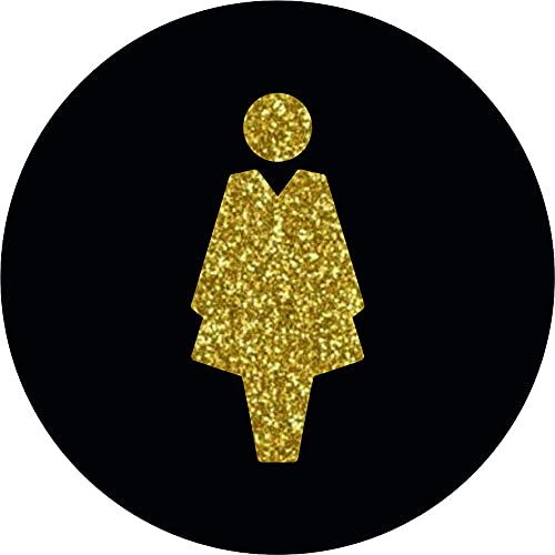 Sosenco WC für Damen Schild aus Plexiglasscheibe – Toiletten Türschild Plexiglas – WC Türdeko – Damentoiletteschild – WC Wegweiser (Gold) von Sosenco