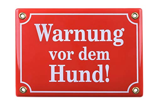 Warnung vor dem Hund Schild – 12x17 cm - Keramik Emaille - Wetterfest – Hundewarnschild – Vorsicht Hund Schild – Emailleschild – Emailschild von Sosenco