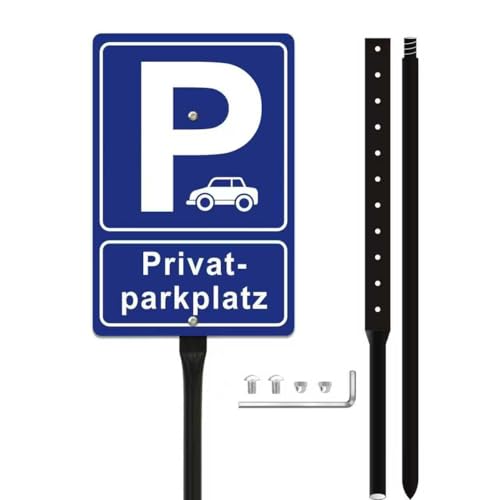Parkplatzschild Metall Alu,20 x 30 cm mit Pfosten Privat Parkplatz Schilder Reflektierendes Aluminium Parken verboten, mit UV Schutz, Wetterfest (Blau) von Soserkouer