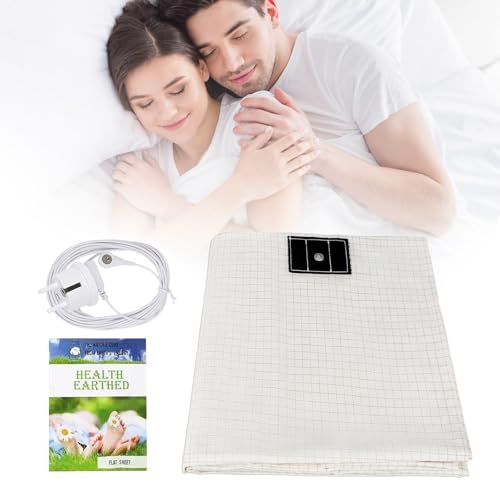 Erdungsmatte mit Erdungsanschlusskabel, Magnetfeldmatte mit 10% Silberfaser & 90% Bio-Baumwolle, Leitfähige Erdungsmatte für Besseren Schlaf (Queen99x203cm) von Sosisul