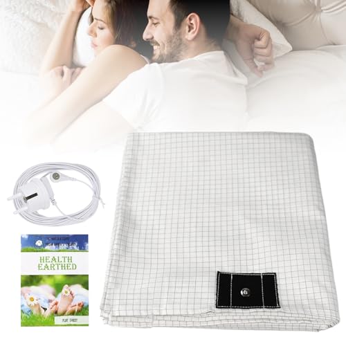 Erdungsmatte mit Erdungsanschlusskabel, Magnetfeldmatte mit 10% Silberfaser & 90% Bio-Baumwolle, Leitfähige Erdungsmatte für Besseren Schlaf (Super King193x203cm) von Sosisul