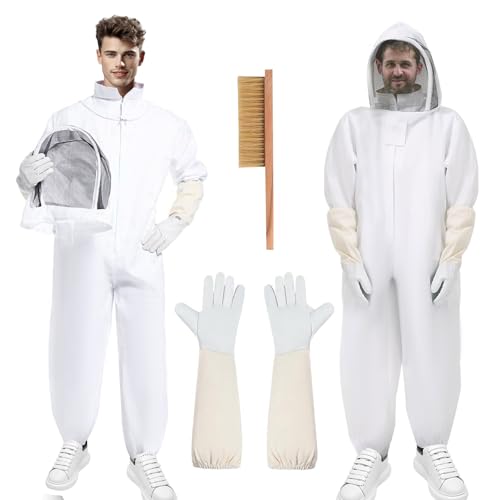 Imkeranzug Imkerei Anzug Ganzkörper Schutzanzug Schutzbekleidung mit Schleier, Kapuze, Handschuhe, Schutz Bienen-Outfit für den Garten und Imkereibedarf(XXL) von Sosisul
