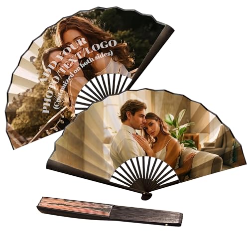 Handfächer Personalisierte Fotos Fächer Hochzeit Handfächer Bambus Sommer Gastgeschenke zur Hochzeit der Originalität Personalisierte Geschenk Faltbare Dekorative Faltfächer (Schwarz) von SosnSusn