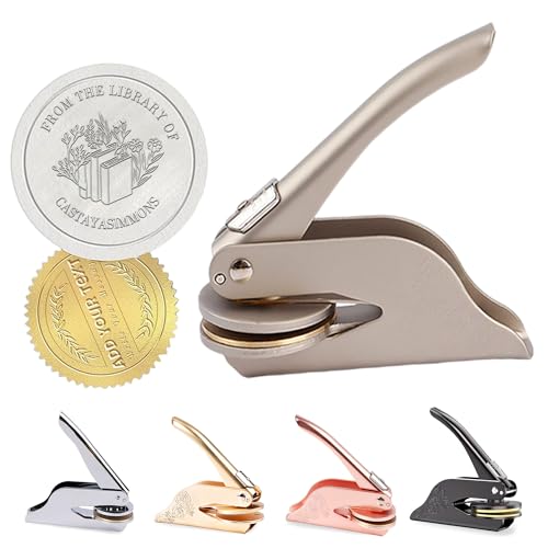 SosnSusn Personalisierter Prägestempel, Stempel Personalisiert, Papierprägestempel mit Robustem Stahlgehäuse, Buch Präger Embosser, für Bücher, Bibliothek, Hochzeit Einladung, Umschläge von SosnSusn
