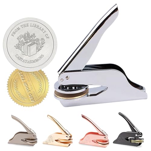 SosnSusn Personalisierter Prägestempel, Stempel Personalisiert, Papierprägestempel mit Robustem Stahlgehäuse, Buch Präger Embosser, für Bücher, Bibliothek, Hochzeit Einladung, Umschläge von SosnSusn