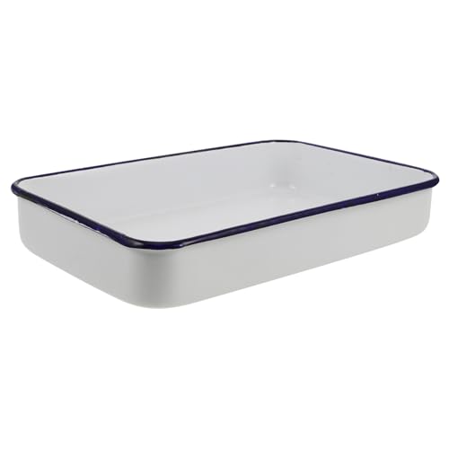 Retro Emailware Rechteckige Auflaufform für Ofen Backen Multifunktionale Lasagne Servierplatte Hochtemperaturbeständig Leicht zu Reinigen Vintage Design von Sosoport