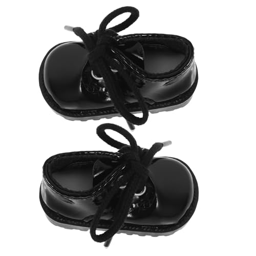 Sosoport 1 Paar Glänzende Puppenlederschuhe Puppenschuhe Minischuhe Miniaturschuhe Minipuppen Spielpuppenschuhe Miniaturpuppenschuhe Dekorative Puppenschuhe Kunstleder Schwarz von Sosoport