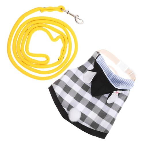 Sosoport 1 Satz Kleines Haustier Outfit für Kaninchen mit Geschirr und Leine Modisches Bunny Kleidungsset für Partys und Alltag aus Kariert Bequem und Leicht Anzuziehen von Sosoport