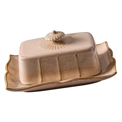 Sosoport 1 Satz Rechteckige Butterdose mit Deckel Keramikplatte für Butter Käse und Snacks Geeignet für Kühlschrank und Mikrowelle Praktischer Butterbehälter für Alltag von Sosoport