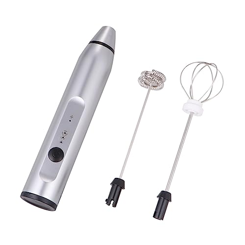 Sosoport 1 Stück Handmixer mit USB Akku Stufige Geschwindigkeitsregelung als Milchaufschäumer und Eierquirl Wiederaufladbar Silberfarben für Kaffee und Desserts von Sosoport
