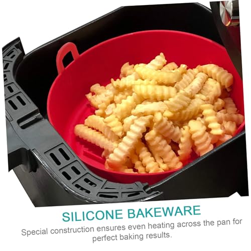 Sosoport 1 Stück Multifunktionale Silikon Backform für Heißluftfritteuse Rot für Gleichmäßiges Dämpfen und Schnelles Kochen Hitzebeständig mit Zwei Griffen für Einfache Handhabung von Sosoport