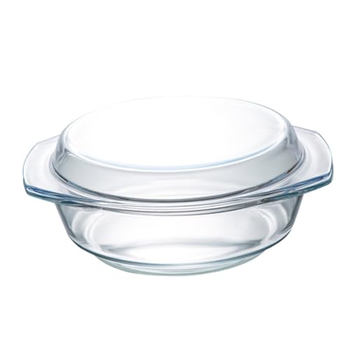 Sosoport 1 Stück Transparenter Glasbehälter für Lebensmittel Mikrowellengeeignet Hitzebeständig und Spülmaschinenfest Runde Schüssel mit Praktischem Deckel Servierschüssel für Zuhause und von Sosoport