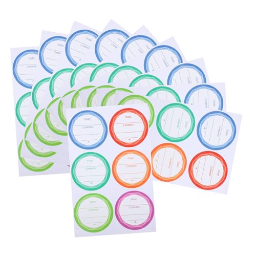 Sosoport 10 Blatt Wasserdichte Ölbeständige Aufkleber für Glasflaschen Selbstklebende Etiketten Wiederablösbar für Einmachgläser Vorratsbehälter Datumsetiketten Küchenetiketten von Sosoport
