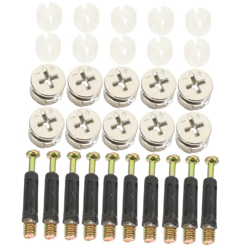 Sosoport 10 Sätze Möbelverbinder Cam Fittings mit Vormontierten Muttern und Möbelbolzen Stabile Schraubmuttern für Holzschränke Kommoden Selbstschneidend Vibrationsbeständig Robust von Sosoport