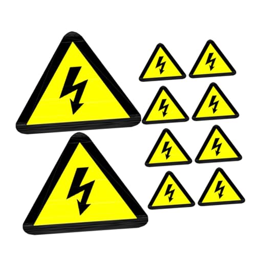 Sosoport 10 Stück Selbstklebende Warnaufkleber Dreieck Gelb Hitzebeständig Elektrischer Spannung Warnschild für Zuhause Industrie Landwirtschaft Schutz vor Stromschlag von Sosoport
