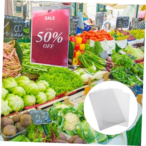 Sosoport 10 Stück Teiliges Transparente Klarsichthüllen Dokumentenschutzhüllen mit Aufhängebohrung für Werbepapiere Schutz vor Schmutz und Beschädigung für Supermarkt Preisdisplay und von Sosoport