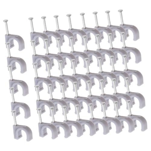 Sosoport 100 Stück Graue Stahl nagel kabelschellen Rundkabelhalter mit Nagel zur Wandbefestigung Kabelklemmen für Ethernet Verlängerungskabel Kabelbefestigung Clips von Sosoport