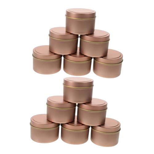 Sosoport 12 Stück Teiliges Runde Metalldosen für DIY kerzenherstellung Roségold mit Dicht Schließendem Deckel Stabile Blechkerzengläser als Geschenk und Dekoration von Sosoport