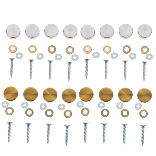 Sosoport 16 Sätze Teiliges Edelstahl Spiegelschrauben Gebürstet mit Dekorativen Abdeckkappen und Kupferringen Rostfreie Glass Standoff Nägel für Werbeschilder Spiegel Acrylplatten und Sosoport 16 Sätze Teiliges Edelstahl Spiegelschrauben Gebürstet mit Dekorativen Abdeckkappen und Kupferringen Rostfreie Glass Standoff Nägel für Werbeschilder Spiegel Acrylplatten und von Sosoport