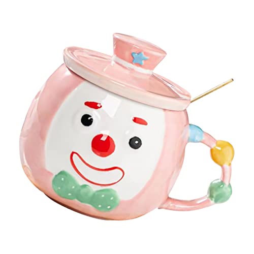 Sosoport 1Satz Clown Design Kinderbecher mit Löffel Multifunktionale Keramiktasse für Kaffee Tee Milch Süßigkeiten Verschiedene Anlässe Geeignet von Sosoport