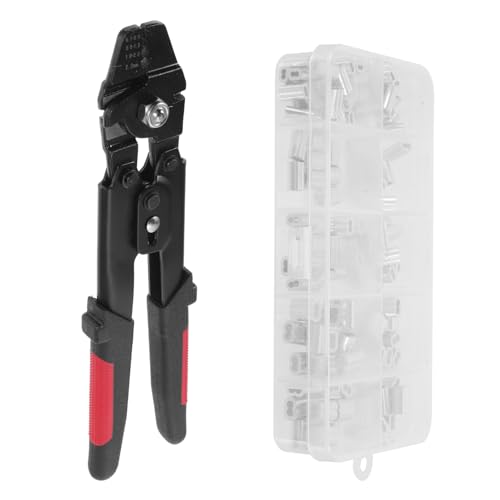 Sosoport 1Satz Kabel Crimpzange Drahtseil Crimper mit Aluminium Ferrulen für Outdoor Angelzubehör Ergonomisches Design Rutschfester Griff Selbstverriegelnd von Sosoport