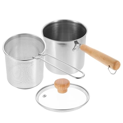 Sosoport 1Satz Mini Fritteuse Frittier Topf mit Glasdeckel Frittierkorb für Schnelles und Frittieren zu Hause von Sosoport