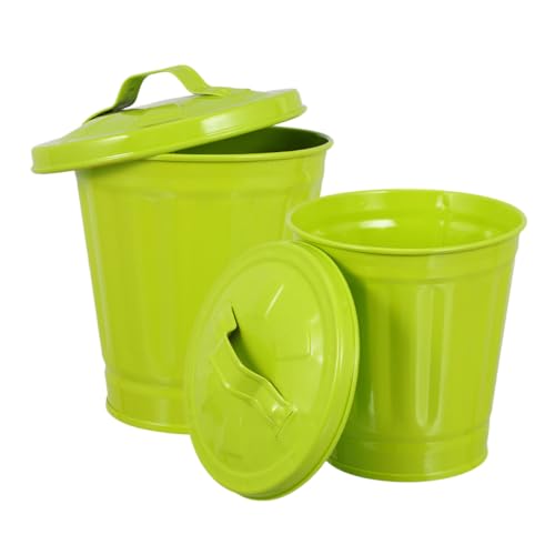 Sosoport 2 Stück Abfalleimer mit Deckel Kompakter Desktop Papierkorb und Stiftehalter für Büro Schlafzimmer Wohnzimmer Vielseitig als Mülleimer Blumenübertopf und Aufbewahrungslösung von Sosoport