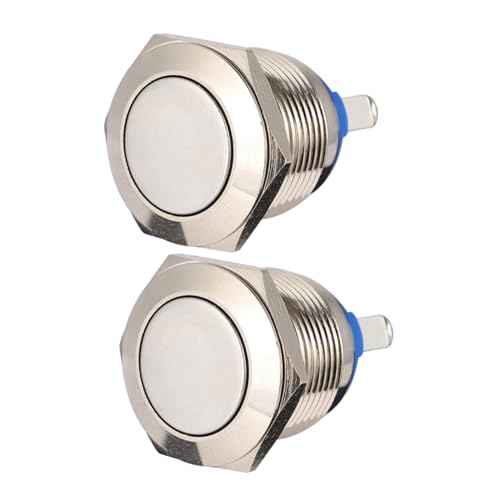 Sosoport 2 Stück Flacher Edelstahl Druckknopf Schalter Kurzzeitiger Metall Taster für Türklingel Elektrogeräte Steuerung von Sosoport