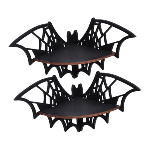 Sosoport 2 Stück Halloween Eckregal mit Spinnennetz Design Schwebendes Holzregal mit Offener Struktur Atmungsaktiv Einfach zu Montieren Wandregal für Küche und Schlafzimmer Dekorativer von Sosoport