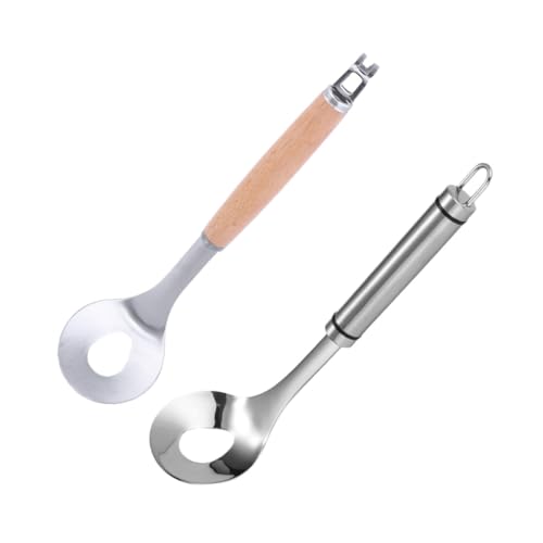 Sosoport 2 Stück Teiliges Fleischbällchen Edelstahl Manuelle Fleischbällchen löffel mit Langem Holz Stahlgriff Küchenhelfer für Einfache Zubereitung von Fleisch Garnelen Gemüsebällchen von Sosoport