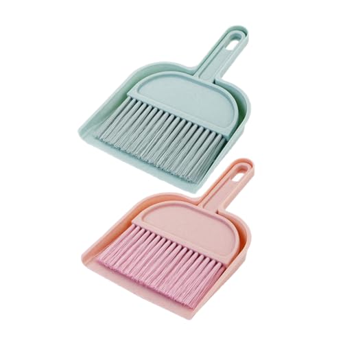 Sosoport 2 Stück Teiliges Mini Kehrset für Kleiner Handbesen und Kehrschaufel aus Robustem Kunststoff Ergonomischer Griff für Komfortable von Tisch Schreibtisch in Blau von Sosoport