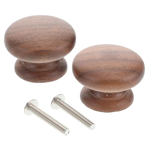 Sosoport 2 Stück Teiliges Runde Holzschubladenknöpfe Walnussfinish Möbelgriffe für Schränke Kommoden Wohnzimmer Küchenschrank DIY freundlich Langlebig Einfach zu Montieren von Sosoport