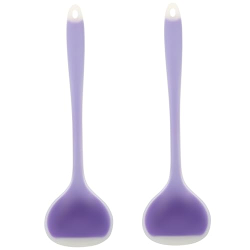 Sosoport 2 Stück Teiliges Silikon Suppenlöffel Set Hitzebeständig Spülmaschinenfest Multifunktionale Küchenhelfer für Suppe Brei Reis Leicht zu Reinigen Platzsparend Transparent von Sosoport