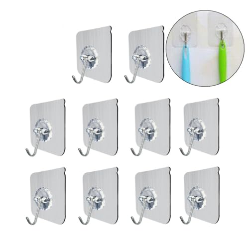 Sosoport 20 Stück Wasserdichte Klebehaken Transparent Stark Selbstklebend PVC Haken Für Bad Küche Decke Schlüssel Handtuch Organizer Ohne Bohren Wiederverwendbar von Sosoport