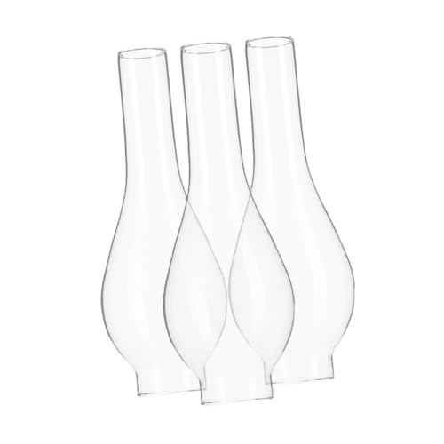 Sosoport 3 STÜCKE Teiliges Öl lampenglas Ersatzschirm Transparent Lange Öl lampenschirm mit Optimierter Luftzirkulation Klassisches Vintage design für Camping und Outdoor dekoration von Sosoport