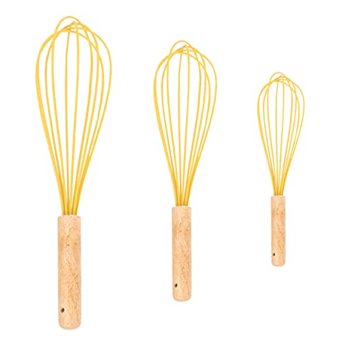 Sosoport 3 Stück Backen Von Schneebesen Eiercreme-rührer Teig Schneebesen Ei -schneebesen Kochen Eiermixer Für Den Haushalt Praktischer Eiermixer Handmixer Backen Gelb Holz Wiederverwendbar von Sosoport