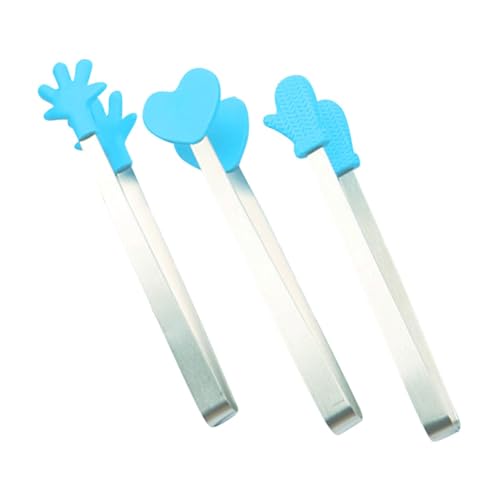 Sosoport 3 Stück Teiliges Set Zuckerzange und Silikon Küchenclips Mini Eiszangen für Snacks Obst und Desserts bei Partys und Buffets von Sosoport