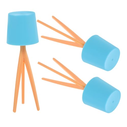 Sosoport 3 Stück Teiliges mit Blauer Tischlampe für Puppenhaus Dekorative LED Lampe für Kreative Spielwelten und Miniatur Dekoration von Sosoport