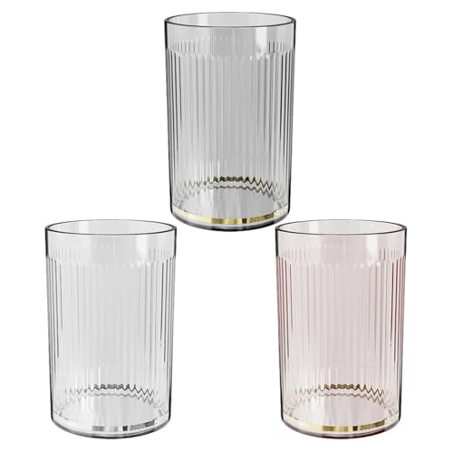 Sosoport 3 Stück Wiederverwendbare Zahnbürstenbecher Tragbare Mundspülbecher Elegantem Design für Badezimmer Fließendes Weiß Strahlendes Schwarz Blütenrosa von Sosoport