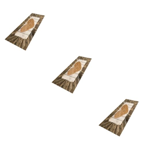 Sosoport 3St Bodenmatte Wannenmatte Eingangstür Teppich Schlafzimmer zubehör giteer Safe Teppiche Badezimmermatten Keine Badezimmermatte Nicht-Waschraum-Teppich Holzmaserung Türmatte von Sosoport
